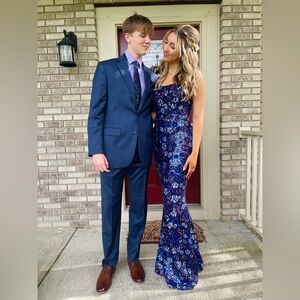 Faviana Purple/Blue Backless Prom Dress